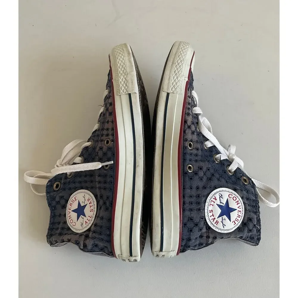Converse Chuck Taylor All Star High Top Blue Perforated Sneakers Women's Size 7 - Picture 5 of 8